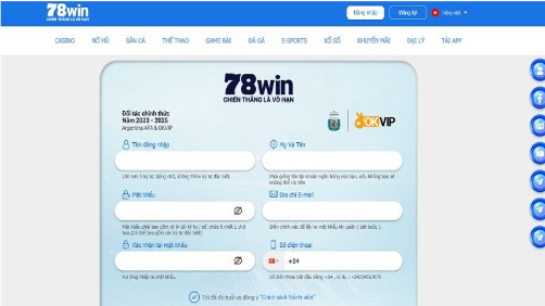 Hướng dẫn thao tác đăng ký 78Win nhanh chóng chi tiết